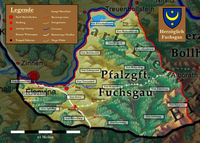 Karte der Baronie Fuchsgau mit dem Gut Storchengarten im Osten