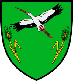 Wappen des Junkergutes Storchengarten und inoffiziell des Seitenzweigs der Familie Leihenhof von Storchengarten